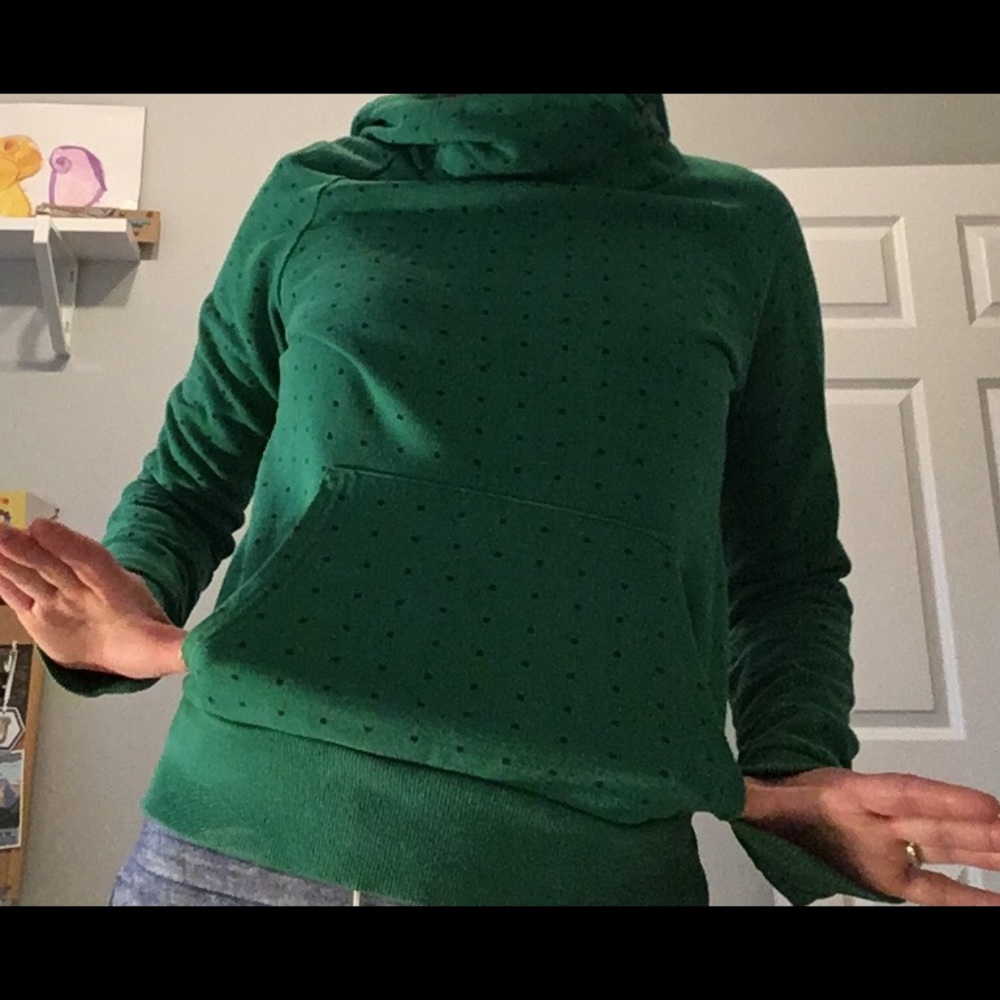 Green pullover sweatshirt with hood